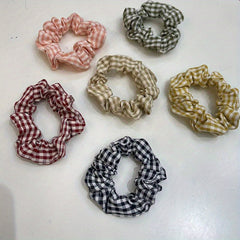 6pcs Large Plaid Scrunchie Hair Tie Vintage Hair Rope Female Accessories