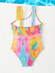 Girl's Tie Dye One piece Swimsuit Gradient Knotted Tankini