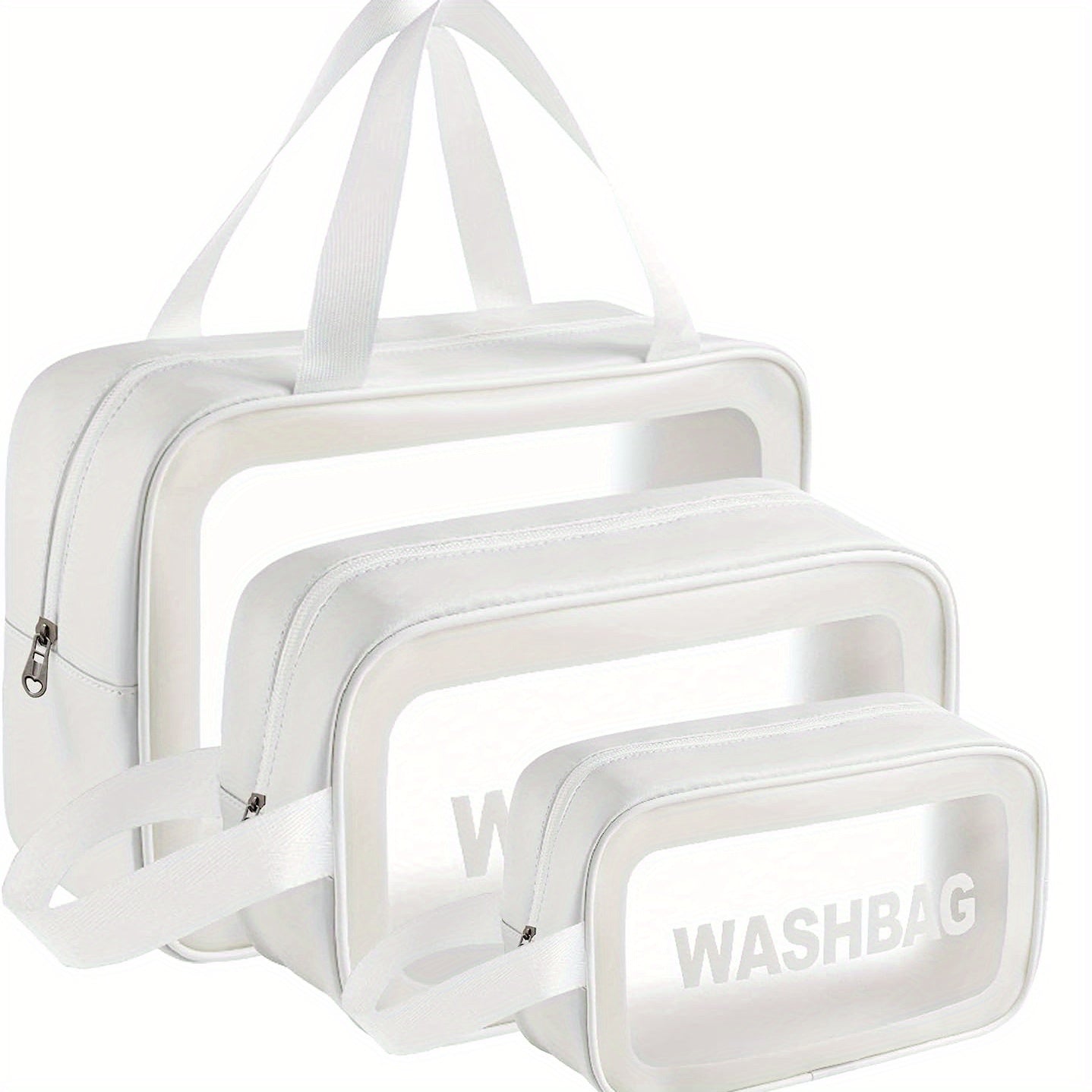 3Pcs Clear Travel Cosmetic Bag Set Waterproof Makeup Bag Portable Toiletry Bag