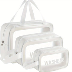 3Pcs Clear Travel Cosmetic Bag Set Waterproof Makeup Bag Portable Toiletry Bag