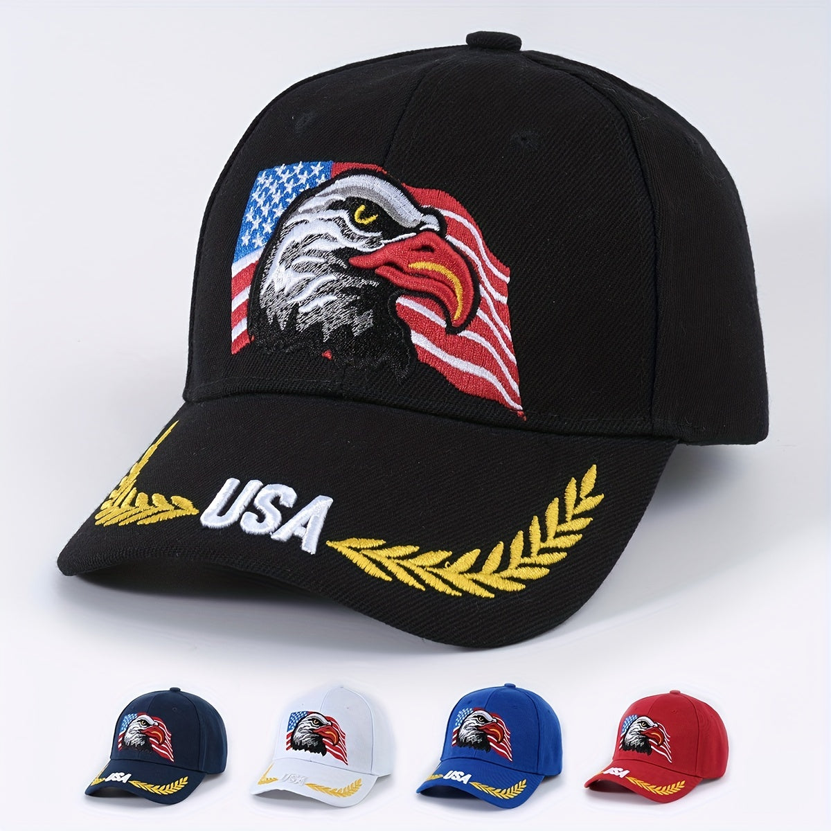 American Flag Eagle Baseball Cap Embroidered Unisex Patriotic Dad Hat
