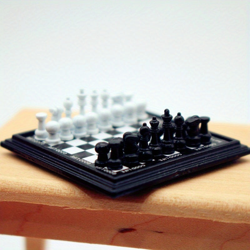 Miniature Chess Set with Magnetic Figures Scene Model