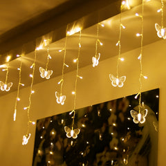 48 LED USB Curtain Lights 8 Modes Waterproof 10 Butterflies for Christmas Decor