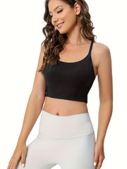 Solid Round Neck Sports Tank Top Women's Activewear