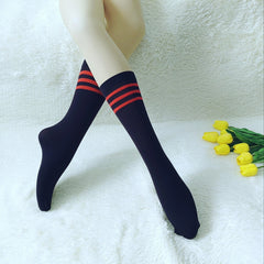 4 Pairs Striped Crew Socks Women's Stockings