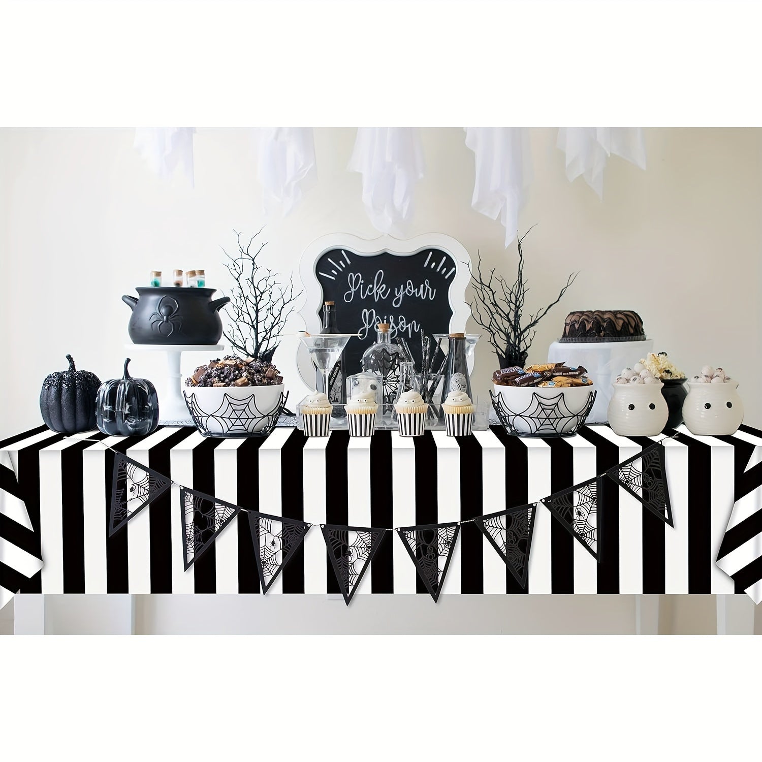 Christmas Nightmare Disposable Plastic Tablecloth Rectangular Party Decoration