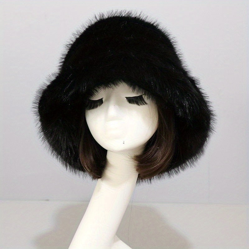 Plush Bucket Hat Winter Warm Basin Hat Windproof Ear Protection Fisherman Cap