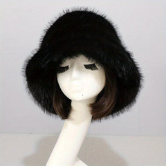 Plush Bucket Hat Winter Warm Basin Hat Windproof Ear Protection Fisherman Cap