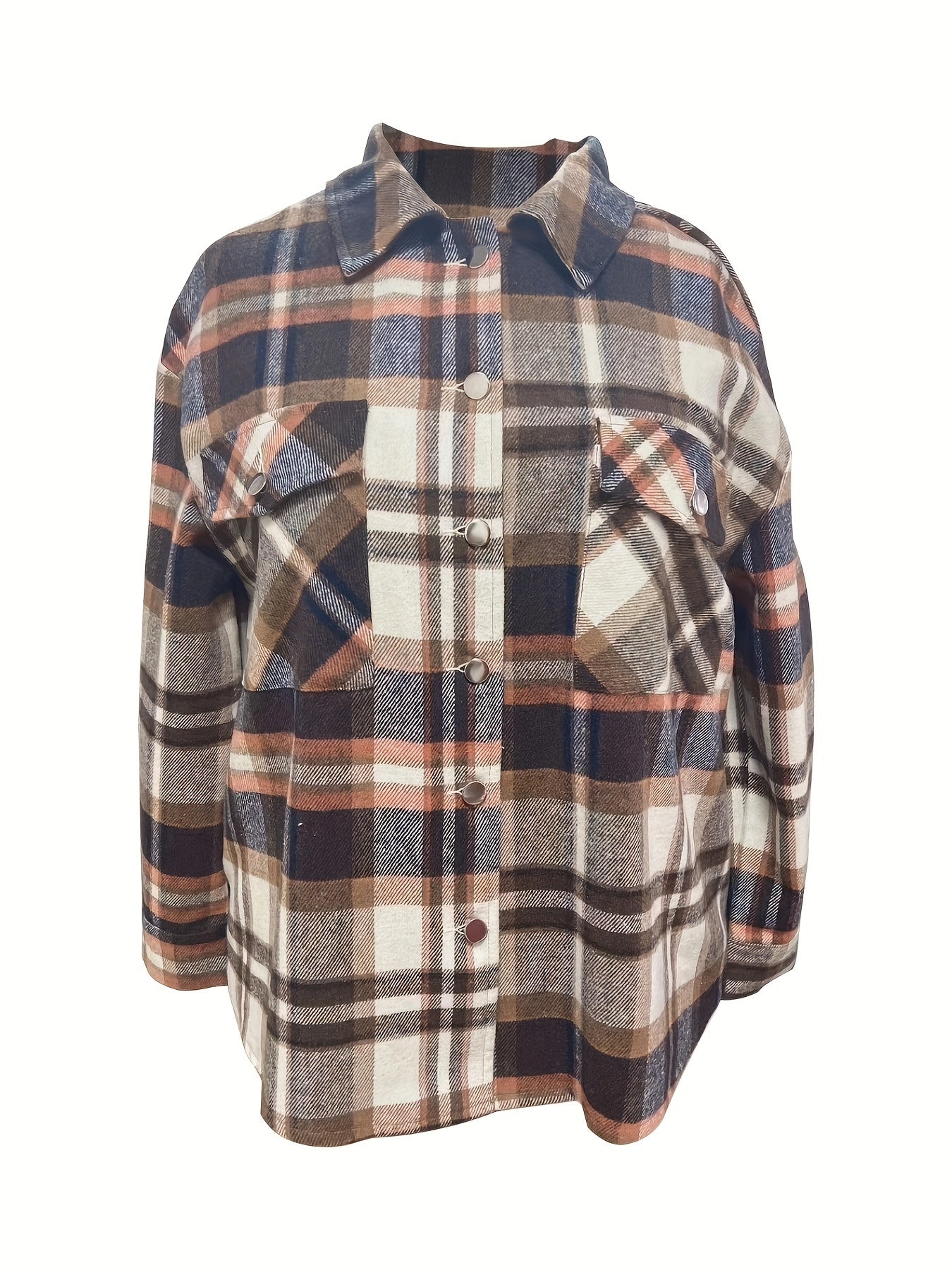  Plaid Print Button Up Shacket