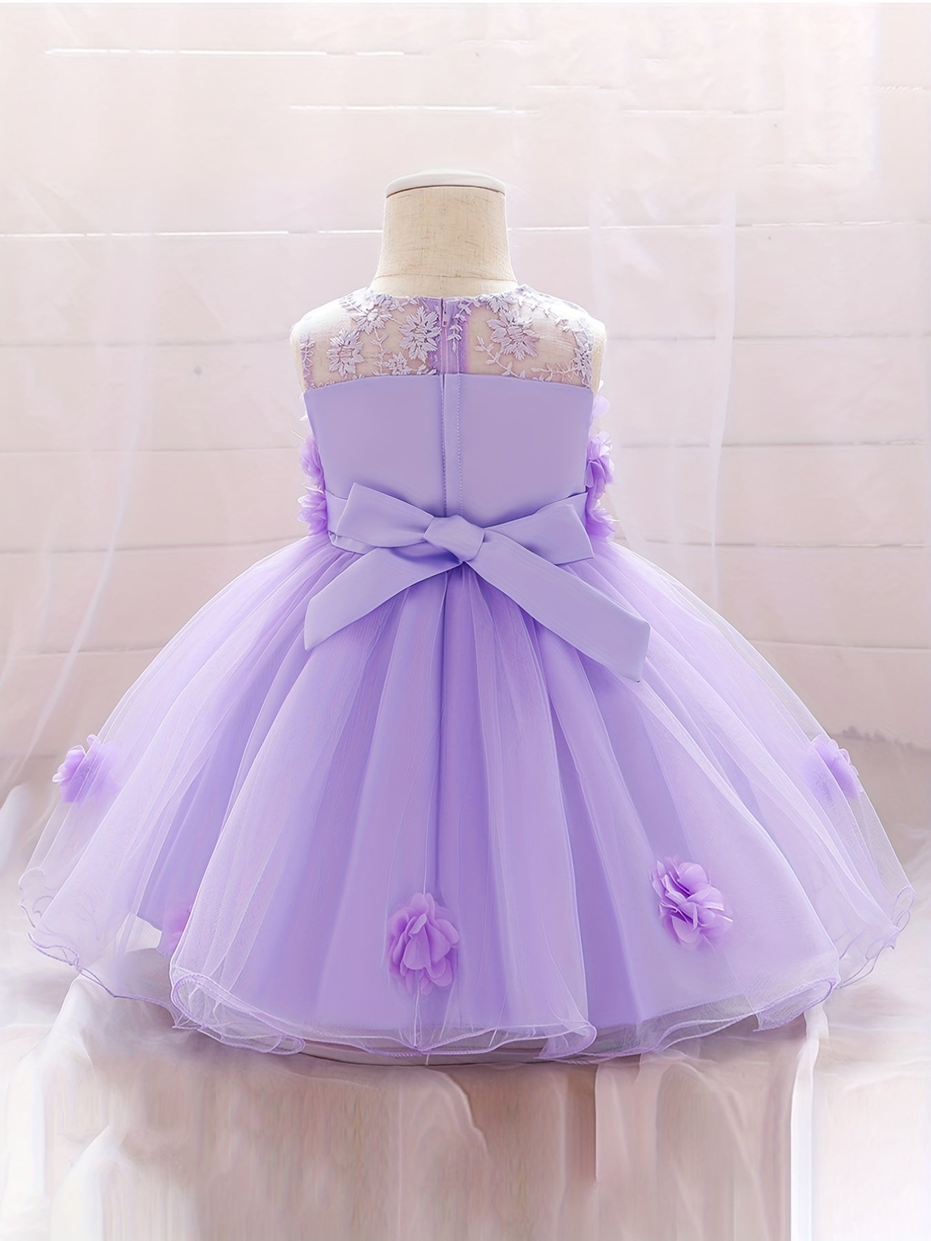 Appliques Baby Baptism Flower Girl Dress