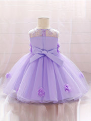 Appliques Baby Baptism Flower Girl Dress