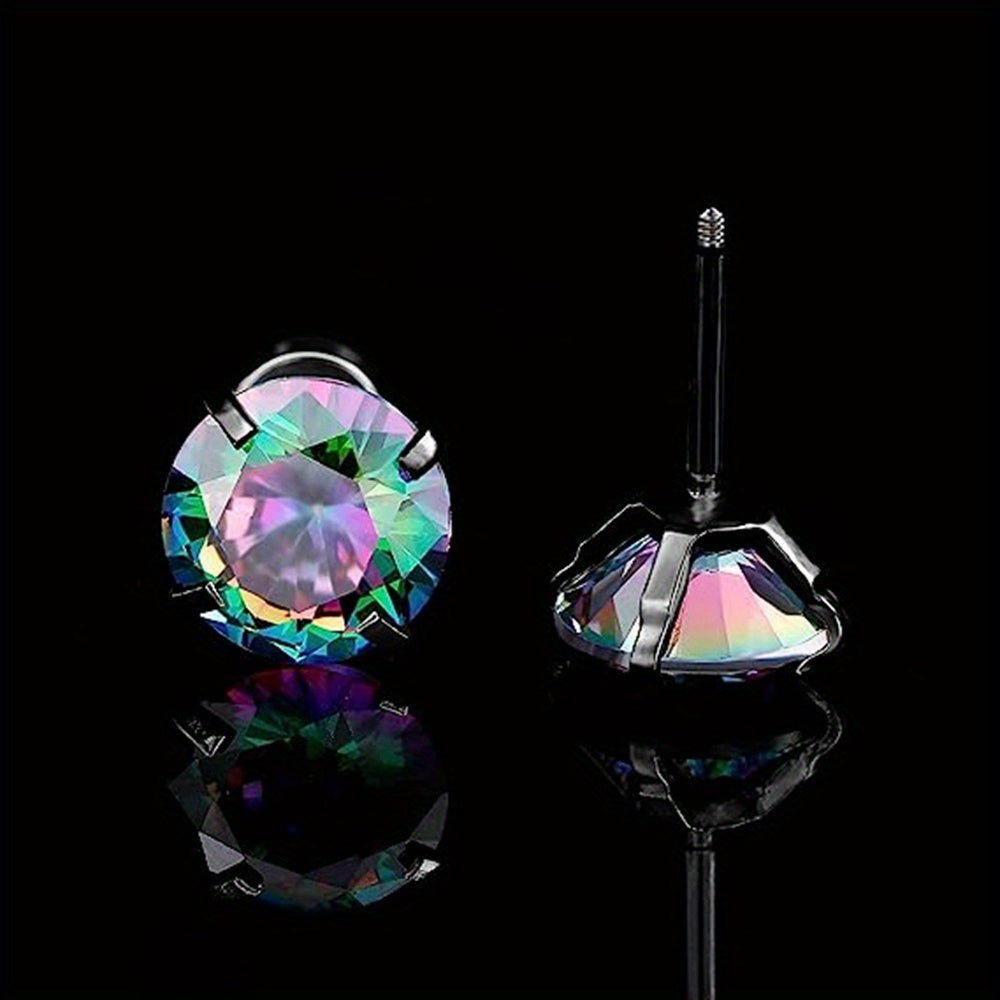 Double Sided Faux Diamond Stud Earrings for Men