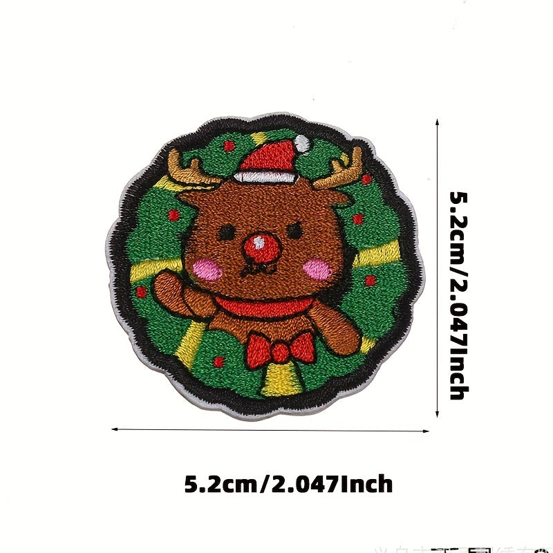 11pcs Christmas Cloth Stickers Snowflake Santa Claus Embroidery