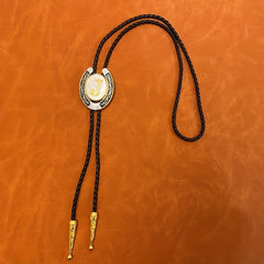 Letter J Metal Neckline Necklace Tie Retro Western Denim Shirt