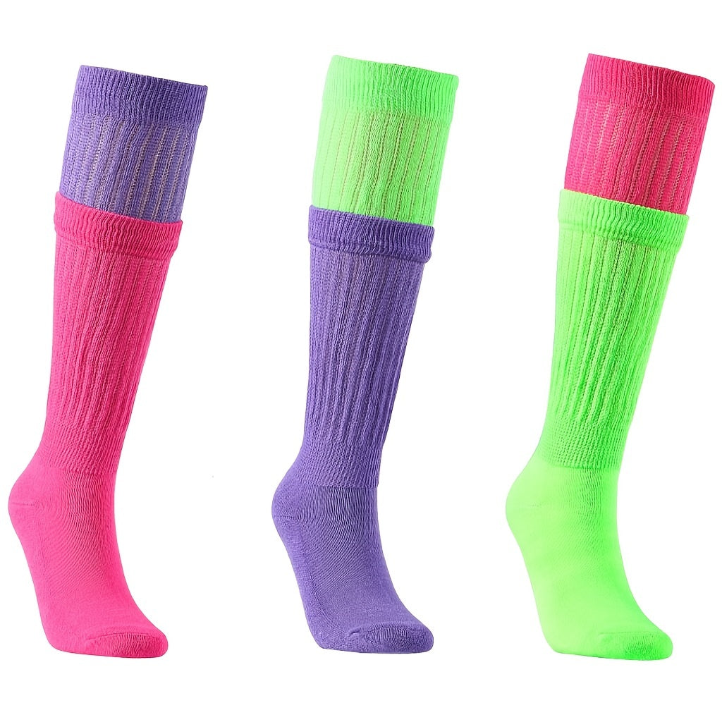 3 Pairs Colorblock Crew Socks Women's Stockings