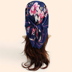Flower Printed Square Scarf Silky Soft Headscarf Hair Wraps For Sleep