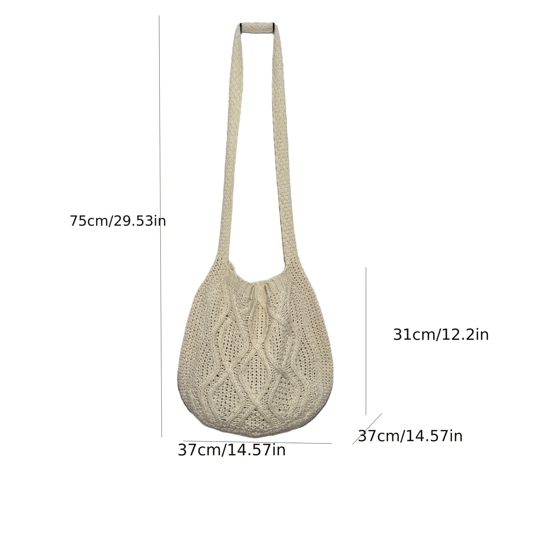 Casual Large Capacity Knitted Bag Solid Crochet Shoulder Bag