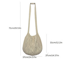 Casual Large Capacity Knitted Bag Solid Crochet Shoulder Bag