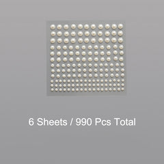 990pcs Self Adhesive Pearl Stickers for Crafts Beauty Home Decor 3-6mm