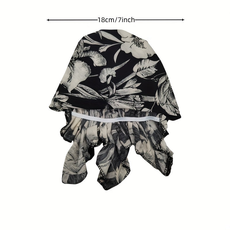 Flower Print Elastic Turban Cap Lightweight Head Scarf Women Ramadan Hijab