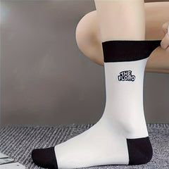 Letter & Bear Print Mid Tube Socks Women's Stockings