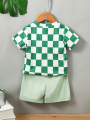 2pcs Boys Teen Checkerboard T-shirt & Shorts Set for Summer