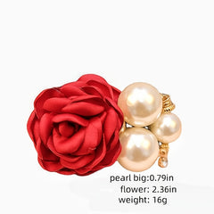 Colorful Rose Faux Pearls Hair Band Floral Beads Hair Ties