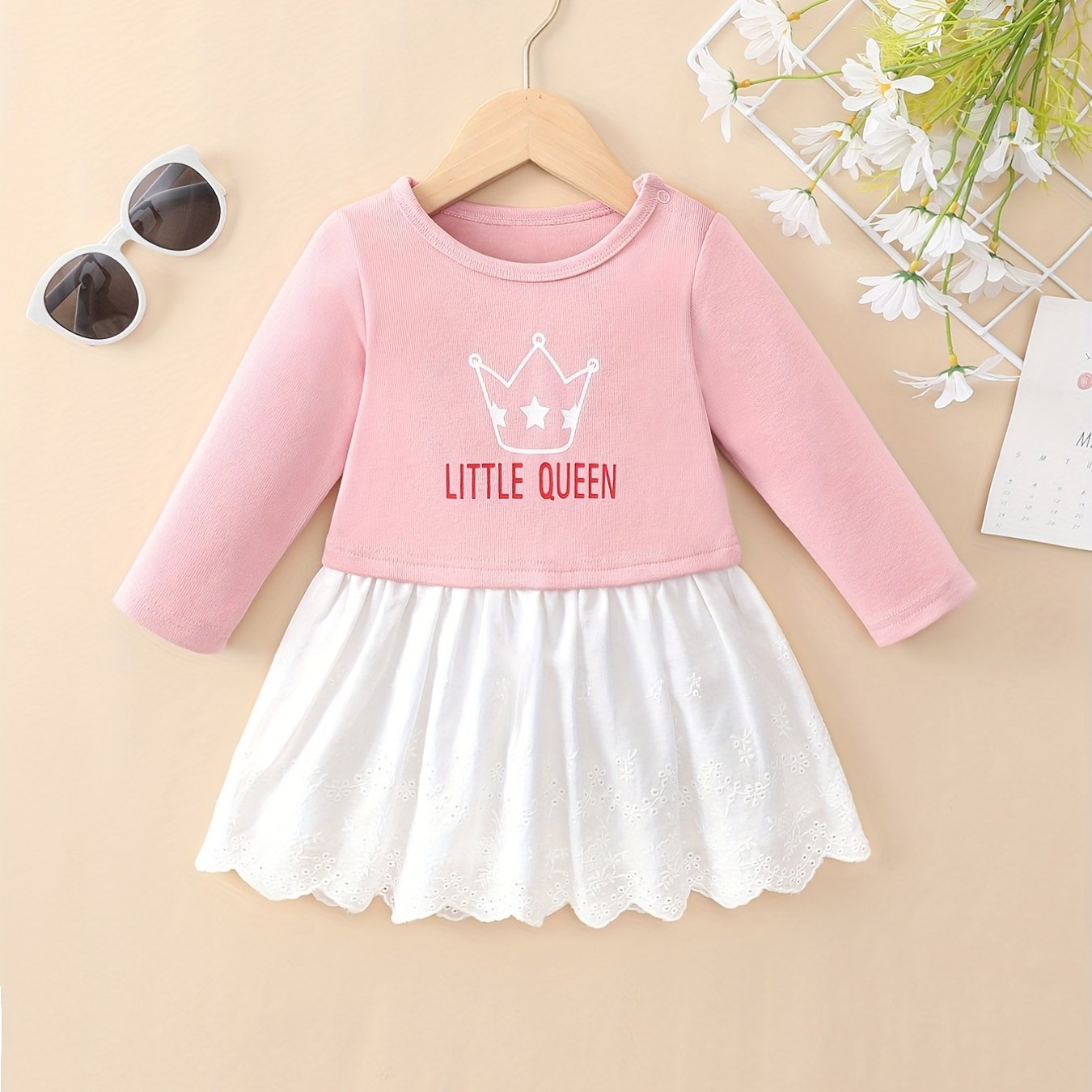Baby Girls Long Sleeve Splicing Skirt Swing Dress