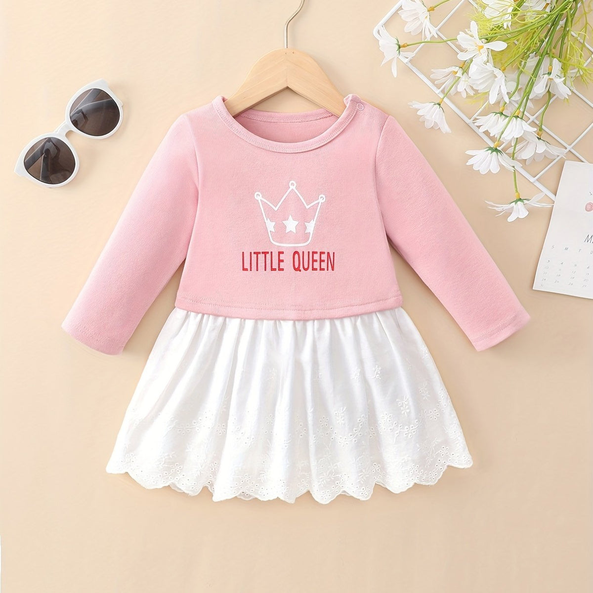 Baby Girls Long Sleeve Splicing Skirt Swing Dress