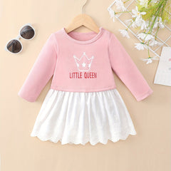 Baby Girls Long Sleeve Splicing Skirt Swing Dress