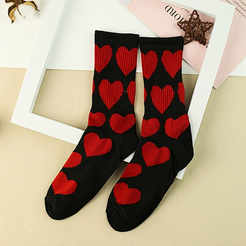 Heart Print Socks 2 Pairs Women's Stockings