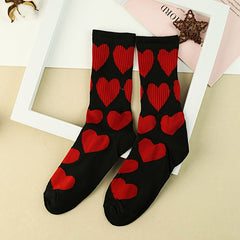 Heart Print Socks 2 Pairs Women's Stockings