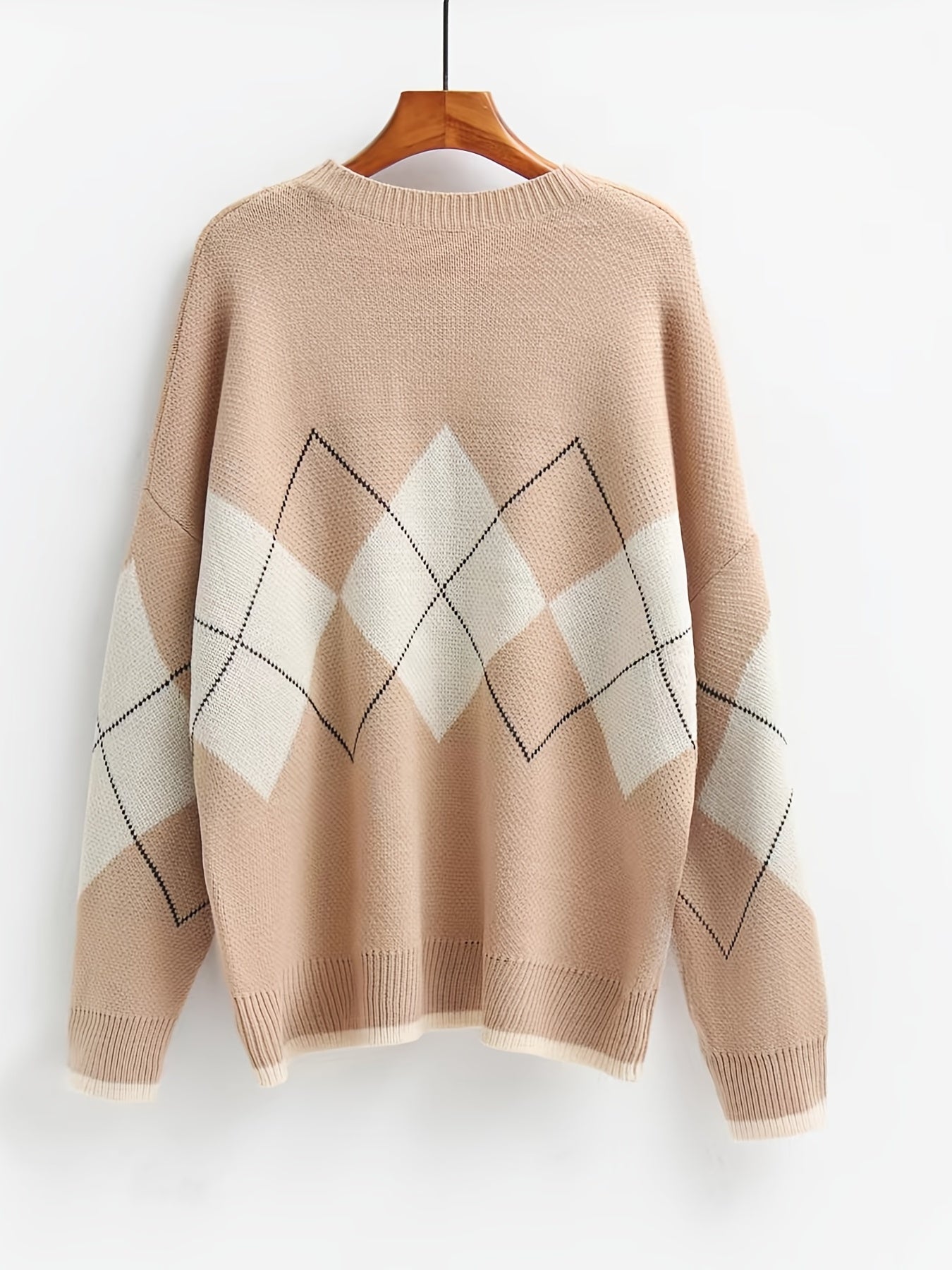 Argyle Pattern Round Neck Sweater Women's