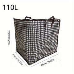 Large Capacity Houndstooth Print Bag Dustproof Zipper Organizer