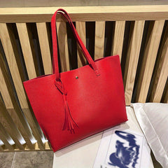 Large Capacity Shoulder Bag PU Leather Tote Versatile Portable Handbag