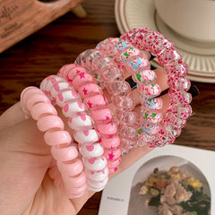 6pcs Spiral Hair Tie Traceless Hair Ties Rainbow Plastic Ponytail Hair Rope