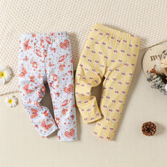 2pcs Butterfly & Flowers Print Leggings Set For Toddler Girls
