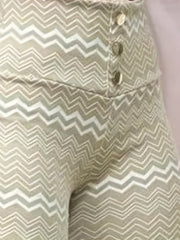  Chevron Print High Rise Flared Leg Trousers