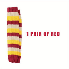 Colorblock Knitted Leg Warmers Knee High Socks Stockings & Hosiery