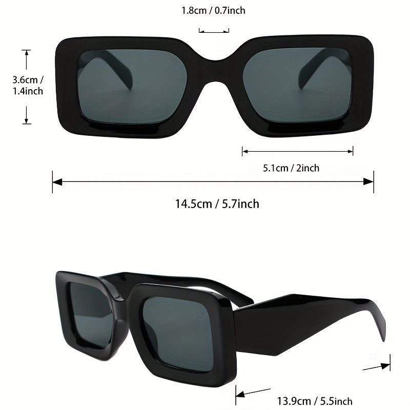 Rectangle Frame Sunglasses Y2K Minimalist Glasses UV400