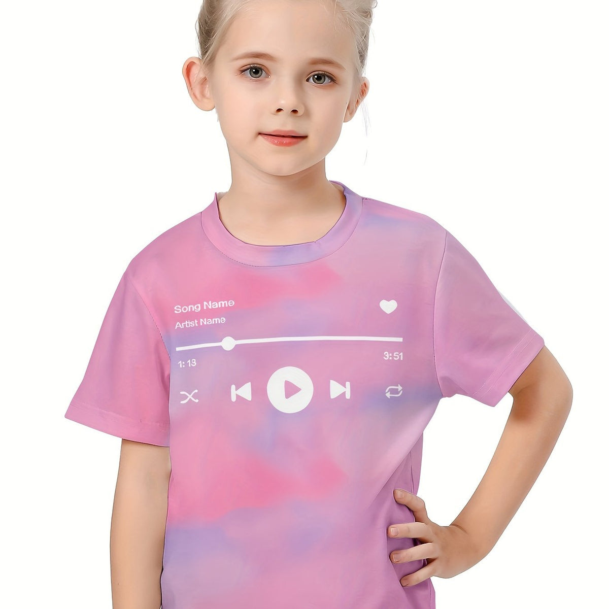 3D Music Player Graphic Short Sleeve T shirt for Boys Girls