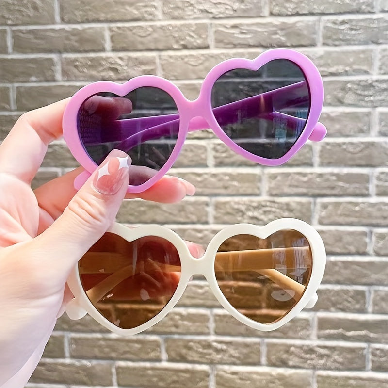 Girls Sweet Heart Shaped Frame Sunglasses UV Protection Sunshade Summer