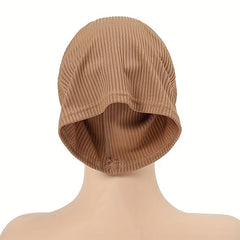 Solid Striped Turban Cap Hijab Soft Inner Cap Casual Underscarf