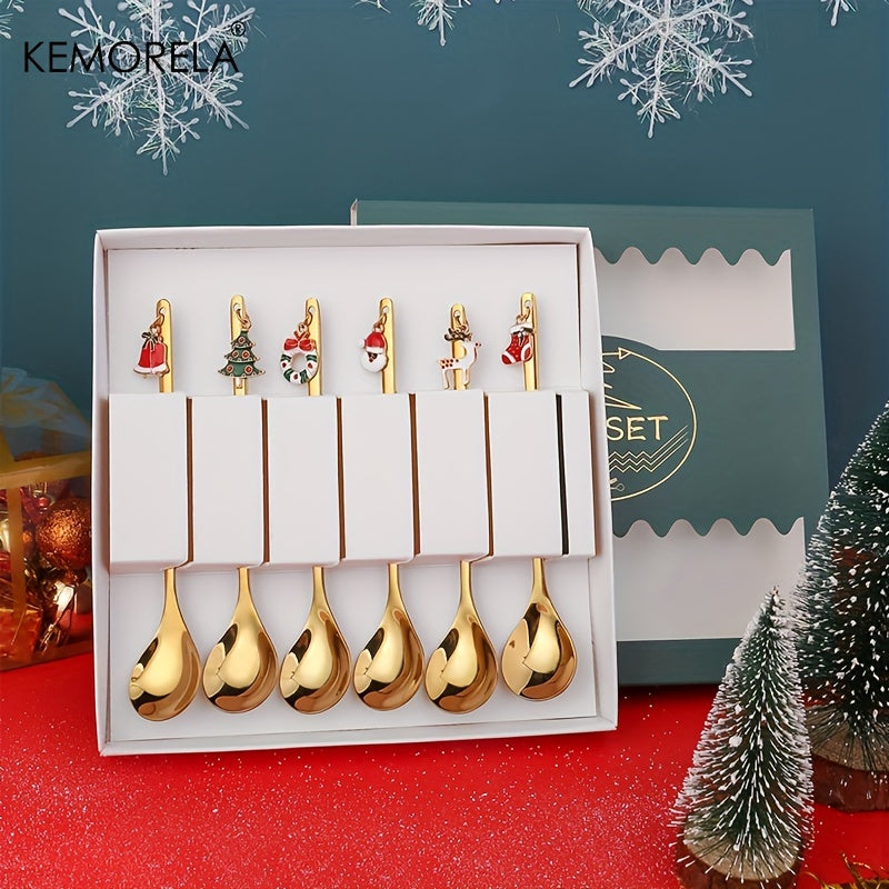 6pcs Christmas Tree Santa Dinnerware Stainless Steel Cutlery Set