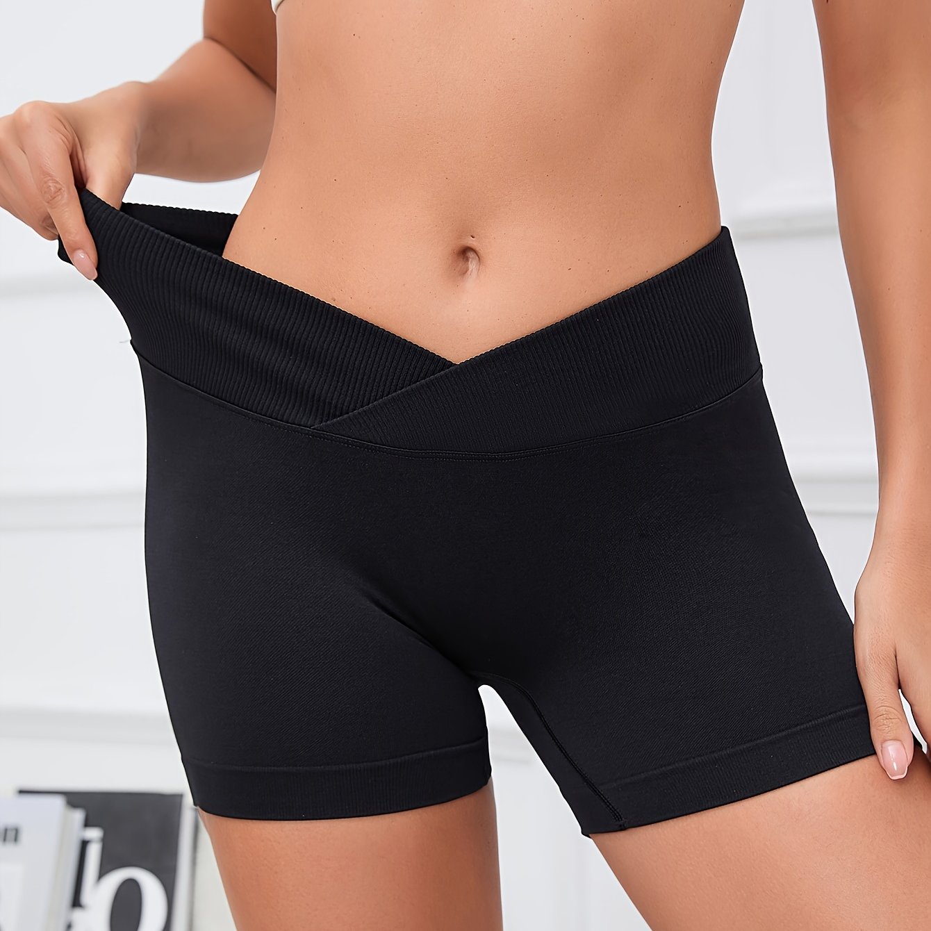 High Stretch Cross Waist Yoga Shorts for Women