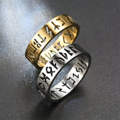 Minimalist Men's Hollow Viking Rune Stainless Steel Ring