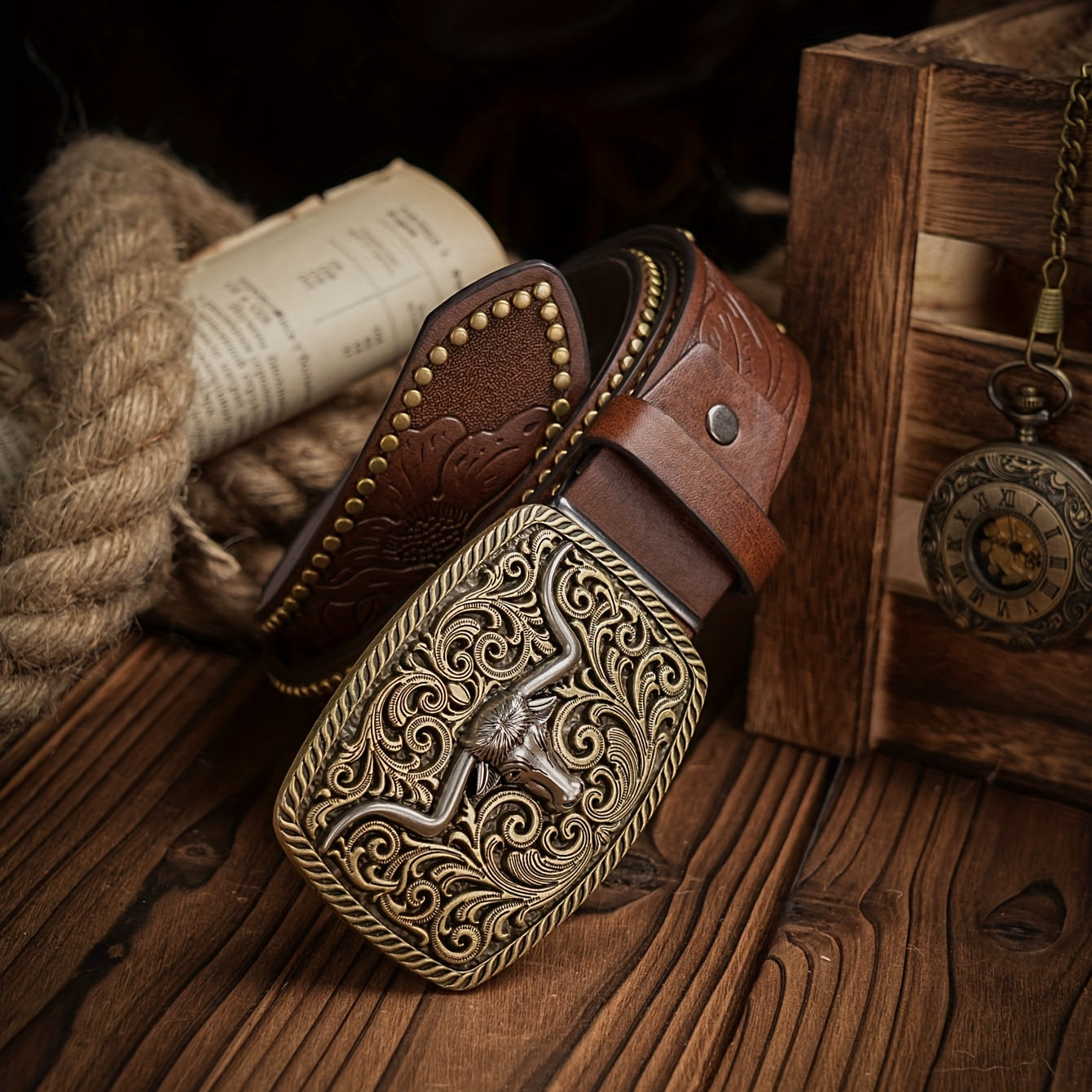 Men's Western Style PU Leather Belt