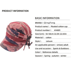 Pink Camouflage Newsboy Hat Short Brim Flat Top Hat
