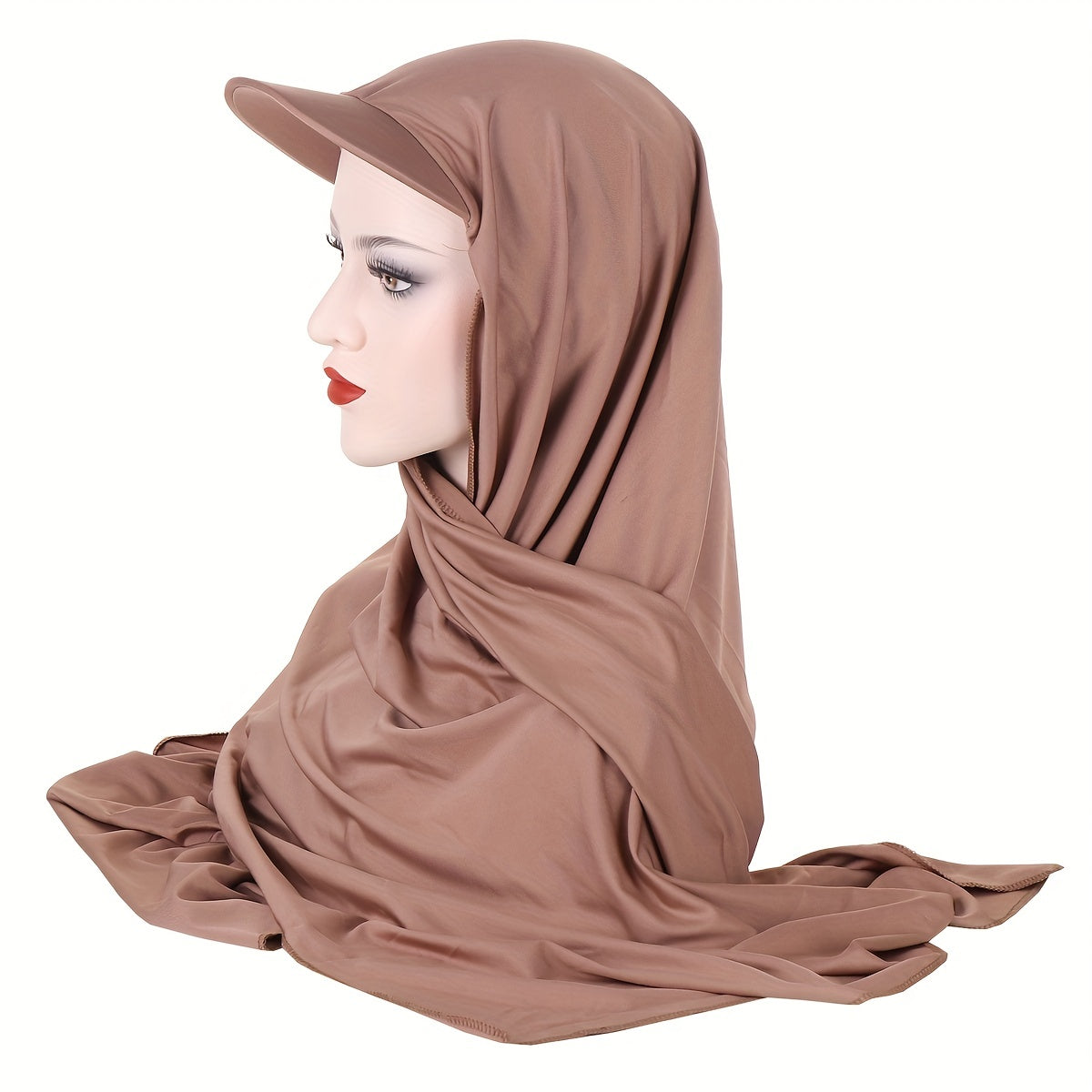 Solid Hijab Baseball Cap Ramadan Head Wraps Elastic Solid Turban Hats With Shawl
