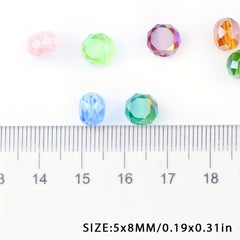 50pcs 5x8mm Colorful Crystal Glass Beads DIY Earrings Bracelet Necklace
